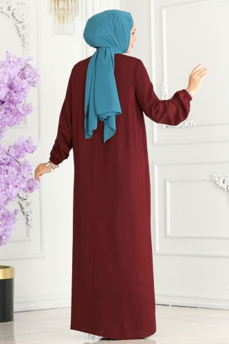 moda selvim DRESS 7103BG354 Burgundy - Thumbnail