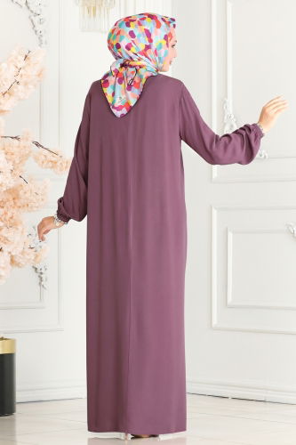 moda selvim DRESS 7103BG354 Dark Lilac - Thumbnail