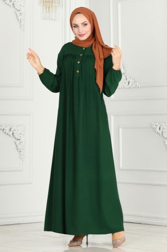 moda selvim DRESS 7103BG354 Emerald - Thumbnail