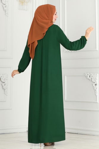 moda selvim DRESS 7103BG354 Emerald - Thumbnail