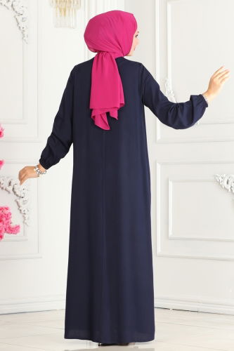 moda selvim Dress 7103BG354 Navy Blue - Thumbnail