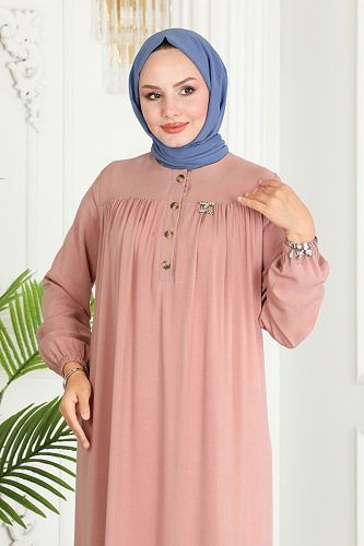 moda selvim Dress 7103BG354 Powder - Thumbnail