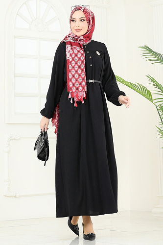 moda selvim Dress 7103BM387 Black - Thumbnail