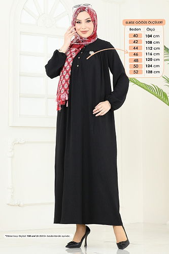 moda selvim الفستان أسود 7103BM387 - Thumbnail