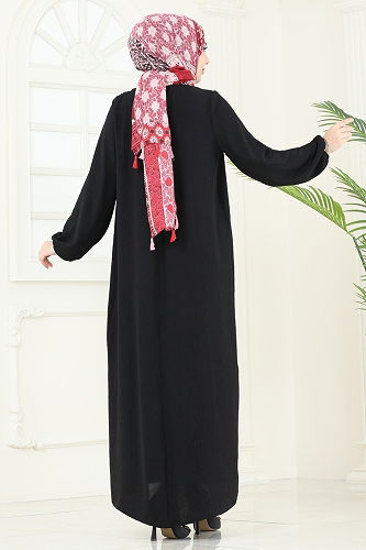 moda selvim الفستان أسود 7103BM387 - Thumbnail