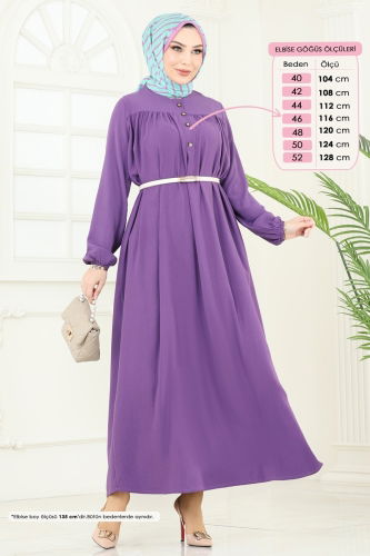 moda selvim Dress 7103BM387 Dark Lilac - Thumbnail