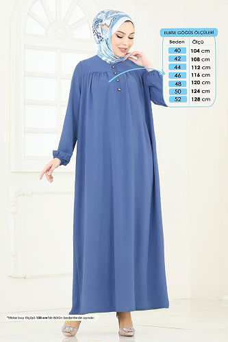 moda selvim الفستان ازرق 7103BM387 - Thumbnail