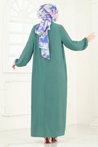 moda selvim الفستان أخضر باهت 7103BM387 - Thumbnail