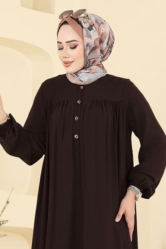 moda selvim Dress 7103ERK1158 Brown - Thumbnail