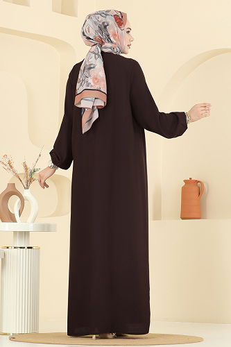 moda selvim Dress 7103ERK1158 Brown - Thumbnail