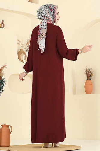moda selvim الفستان خمري 7103ERK1158 - Thumbnail