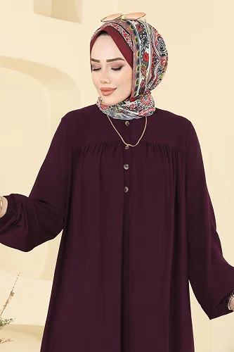 moda selvim Dress 7103ERK1158 Damson - Thumbnail