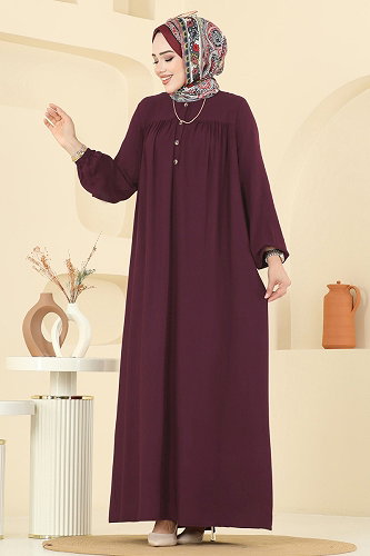 moda selvim Dress 7103ERK1158 Damson - Thumbnail
