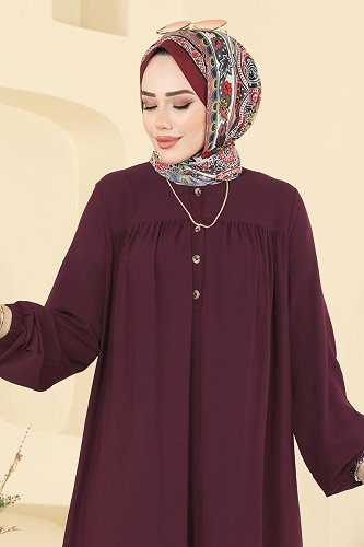 moda selvim Dress 7103ERK1158 Damson - Thumbnail