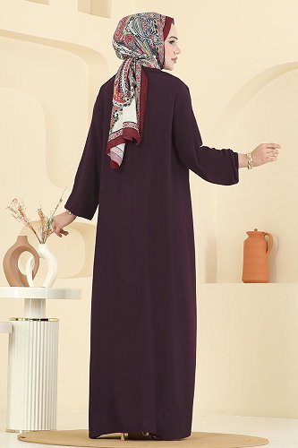 moda selvim Dress 7103ERK1158 Dark Damson - Thumbnail
