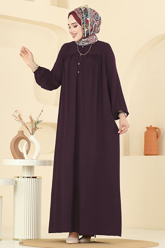 moda selvim الفستان توتي غامق 7103ERK1158 - Thumbnail