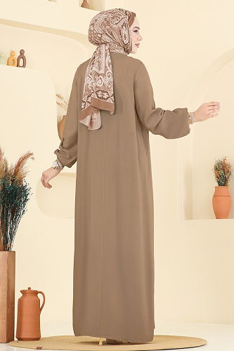 moda selvim الفستان بيج غامق 7103ERK1158 - Thumbnail