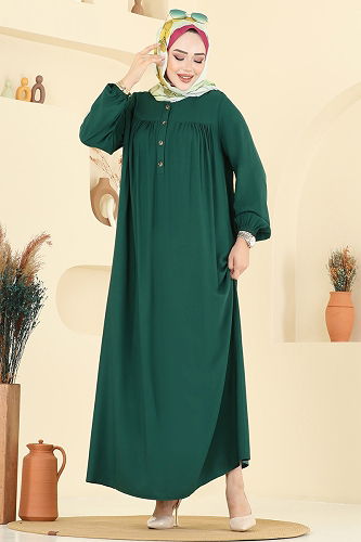 moda selvim Dress 7103ERK1158 Emerald - Thumbnail