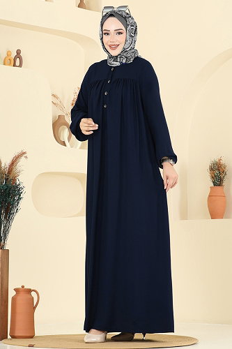 moda selvim Dress 7103ERK1158 Light Navy Blue - Thumbnail