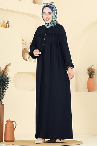 moda selvim Dress 7103ERK1158 Navy Blue - Thumbnail