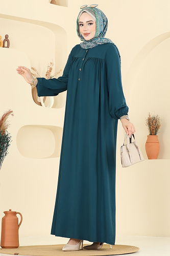 moda selvim Dress 7103ERK1158 Petroleum - Thumbnail
