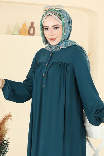 moda selvim Dress 7103ERK1158 Petroleum - Thumbnail