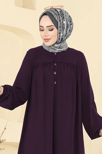 moda selvim Dress 7103ERK1158 Purple - Thumbnail