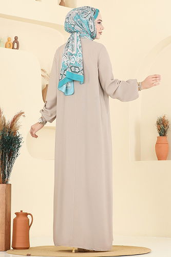 moda selvim الفستان بيج 7103ERK1158 - Thumbnail