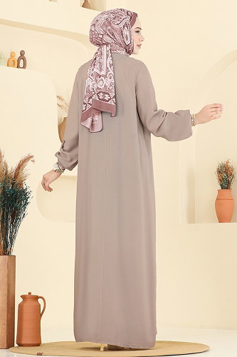 moda selvim الفستان بيج 7103ERK1158 - Thumbnail