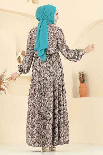 moda selvim Dress 7109ERK1158 Brown - Thumbnail