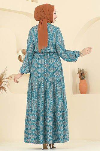 moda selvim الفستان بترولي 7109ERK1158 - Thumbnail