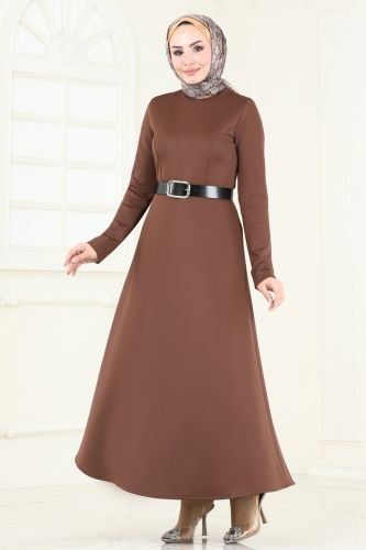 moda selvim Dress 710MP806 Brown - Thumbnail