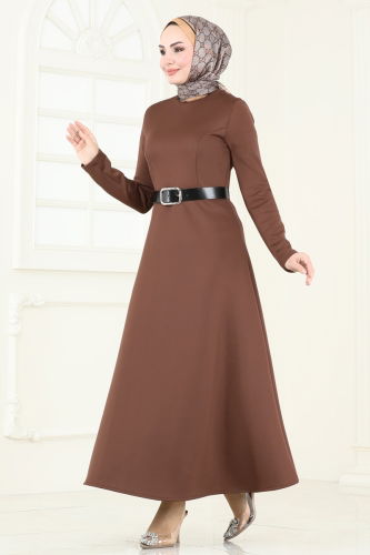 moda selvim Dress 710MP806 Brown - Thumbnail