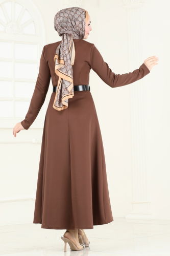 moda selvim Dress 710MP806 Brown - Thumbnail