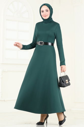 moda selvim Dress 710MP806 Emerald - Thumbnail