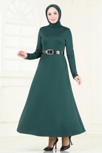 moda selvim Dress 710MP806 Emerald - Thumbnail