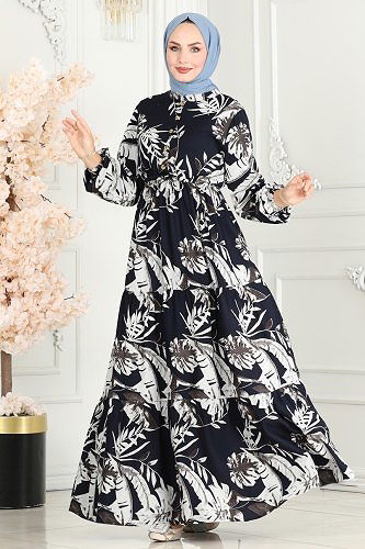 moda selvim الفستان كحلي 7119BG354 - Thumbnail