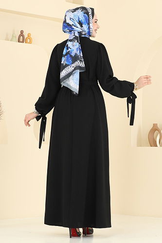 moda selvim Dress 7121BG354 Black - Thumbnail