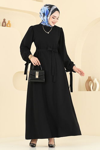 moda selvim الفستان أسود 7121BG354 - Thumbnail