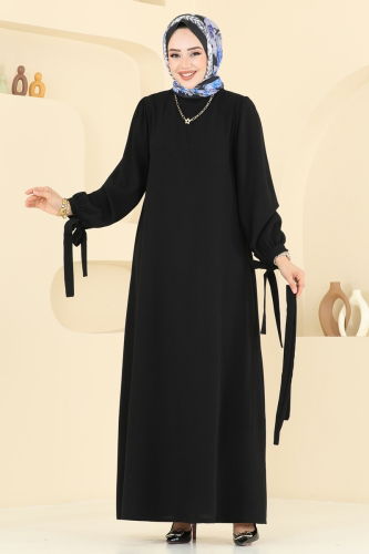 moda selvim الفستان أسود 7121BG354 - Thumbnail