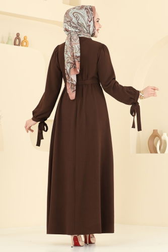 moda selvim Dress 7121BG354 Brown - Thumbnail