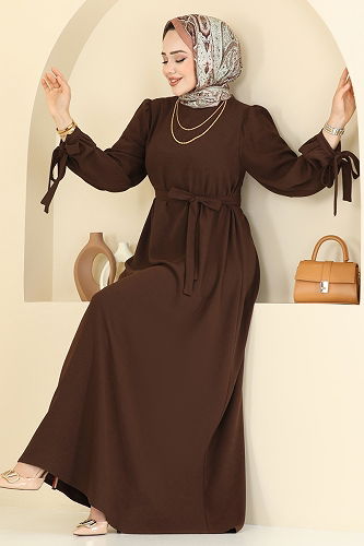 moda selvim Dress 7121BG354 Brown - Thumbnail
