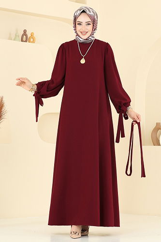 moda selvim الفستان خمري 7121BG354 - Thumbnail