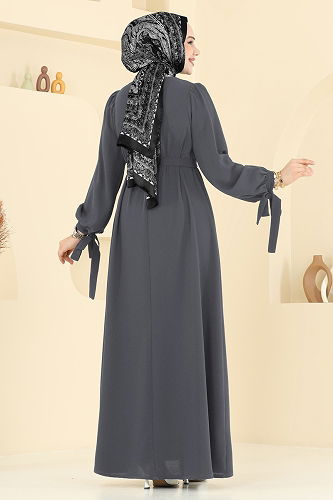 moda selvim Dress 7121BG354 Dark Gray - Thumbnail