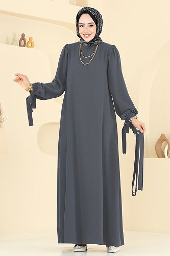 moda selvim Dress 7121BG354 Dark Gray - Thumbnail