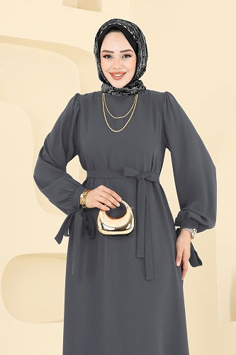 moda selvim Dress 7121BG354 Dark Gray - Thumbnail
