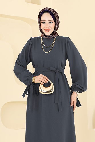 moda selvim Dress 7121BG354 Gray - Thumbnail