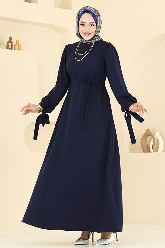 moda selvim Dress 7121BG354 Navy Blue - Thumbnail