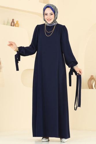 moda selvim Dress 7121BG354 Navy Blue - Thumbnail