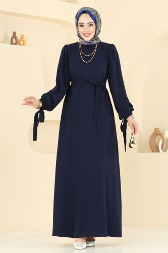 moda selvim Dress 7121BG354 Navy Blue - Thumbnail